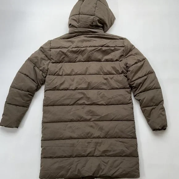 $298 Guess Men’s Alta Nylon Puffer Long Jacket With Hood In Light Brown Size XL
